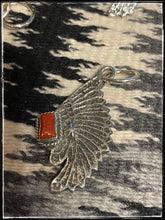 Load image into Gallery viewer, Del Arviso coral tufa cast pendant of a chief/headdress
