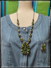 Load image into Gallery viewer, Bobby Johnson sterling silver and Sonoran Gold turquoise cluster necklace and earrings
