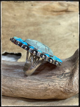 Load image into Gallery viewer, Kathleen Chavez large turquoise and sterling silver cluster ring
