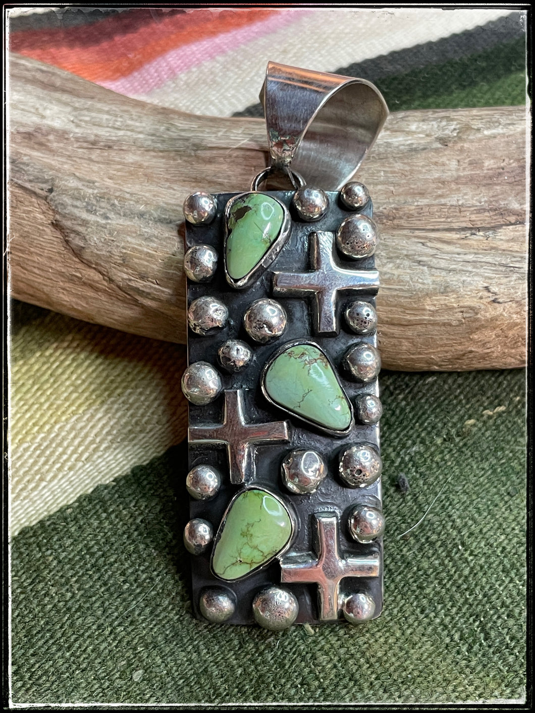 Chimney Butte cross and dot pendants with stones