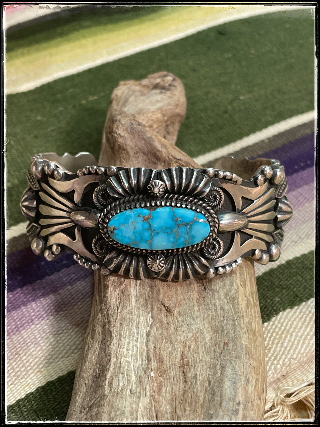 Derrick Gordon sterling silver and turquoise cuff