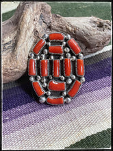 Load image into Gallery viewer, Kenneth Jones Navajo. Sterling silver and branch coral ring, sz. 8
