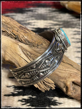 Load image into Gallery viewer, Freddie Maloney sterling silver and turquoise cuff
