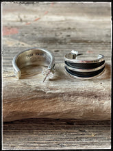 Load image into Gallery viewer, Tom Hawk Sterling Silver Hoop earrings - inside stamp of hallmark
