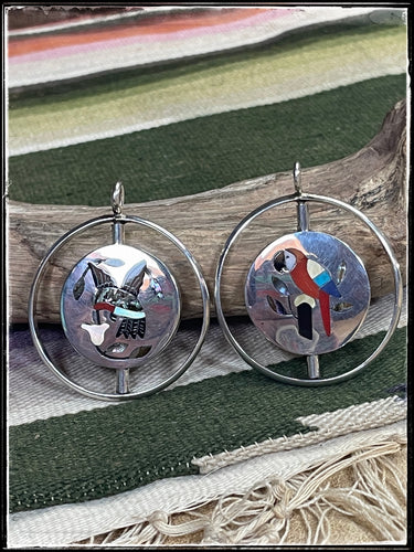Dennis Edaakie sterling silver inlay bird spinner pendants