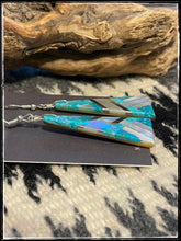 Load image into Gallery viewer, Daniel Coriz, Santo Domingo artist - inlay earrings with turquoise, mother of pearl,  and sterling silver
