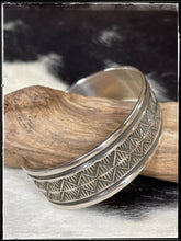 Load image into Gallery viewer, Adrian Reeves Long stamped sterling silver cuff
