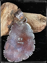 Load image into Gallery viewer, Kahy Secatero Navajo silversmith - #8 turquoise pendant - hallmark
