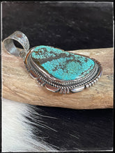 Load image into Gallery viewer, Kahy Secatero Navajo silversmith - #8 turquoise pendant
