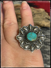 Load image into Gallery viewer, Derrick Gordon, sterling silver and turquoise flower ring
